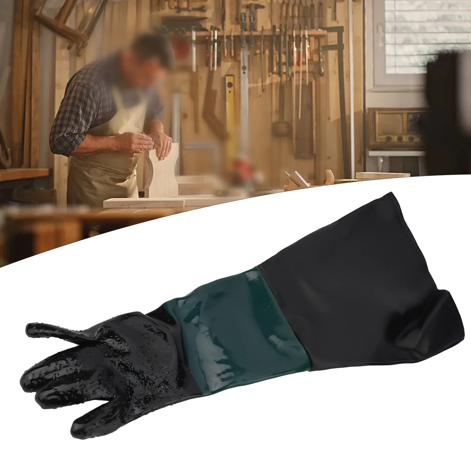 Sandblasting Safety Gloves 23.6×11.8Inch Work Gloves For Sandblaster Sand Blast Cabinet Nitrile Gloves For Better Protection