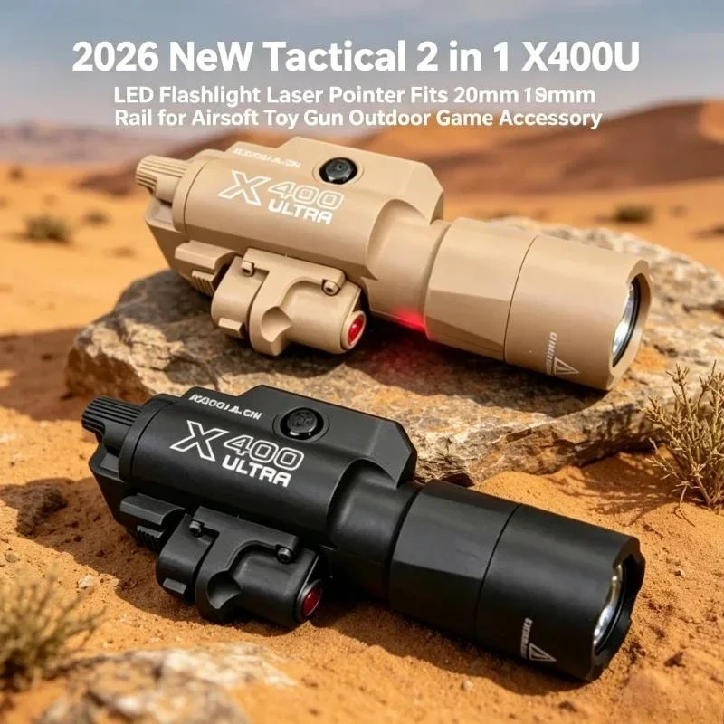 2026 NEW Portable Dual Use Tactical X800W Adjustable LED Torch Laser Pointer Fits 20mm Standard Rail Airsoft Toy Gear