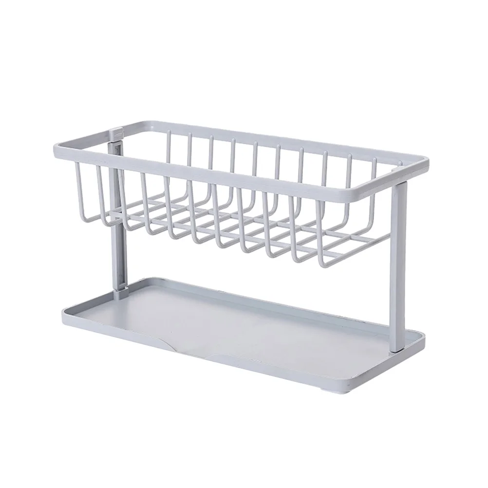 

Double Drainer Countertop Storage Shelf Sink Rack Kitchen Organizer for Sponges Shelves