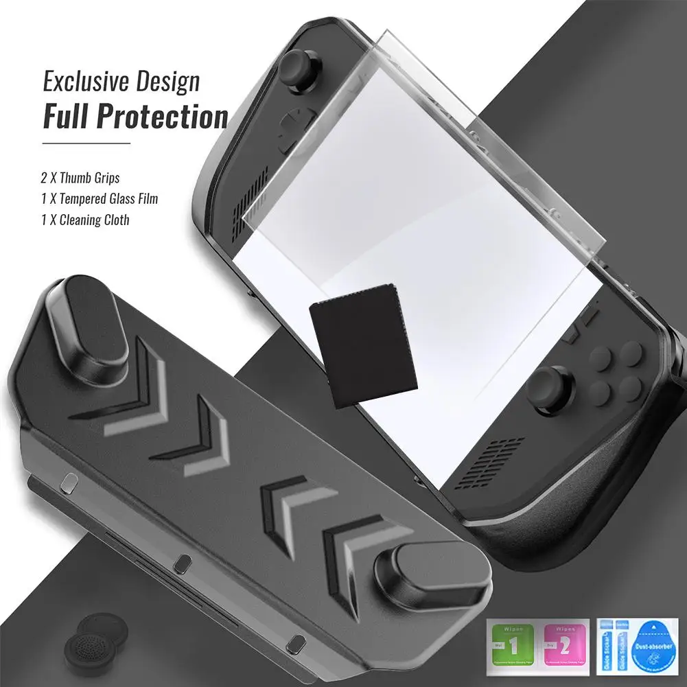 For ROG Ally X Game Console TPU Shell+cover Protection Set With Bracket Tempered Film Cap Shockproof Anti-Scratch Kit