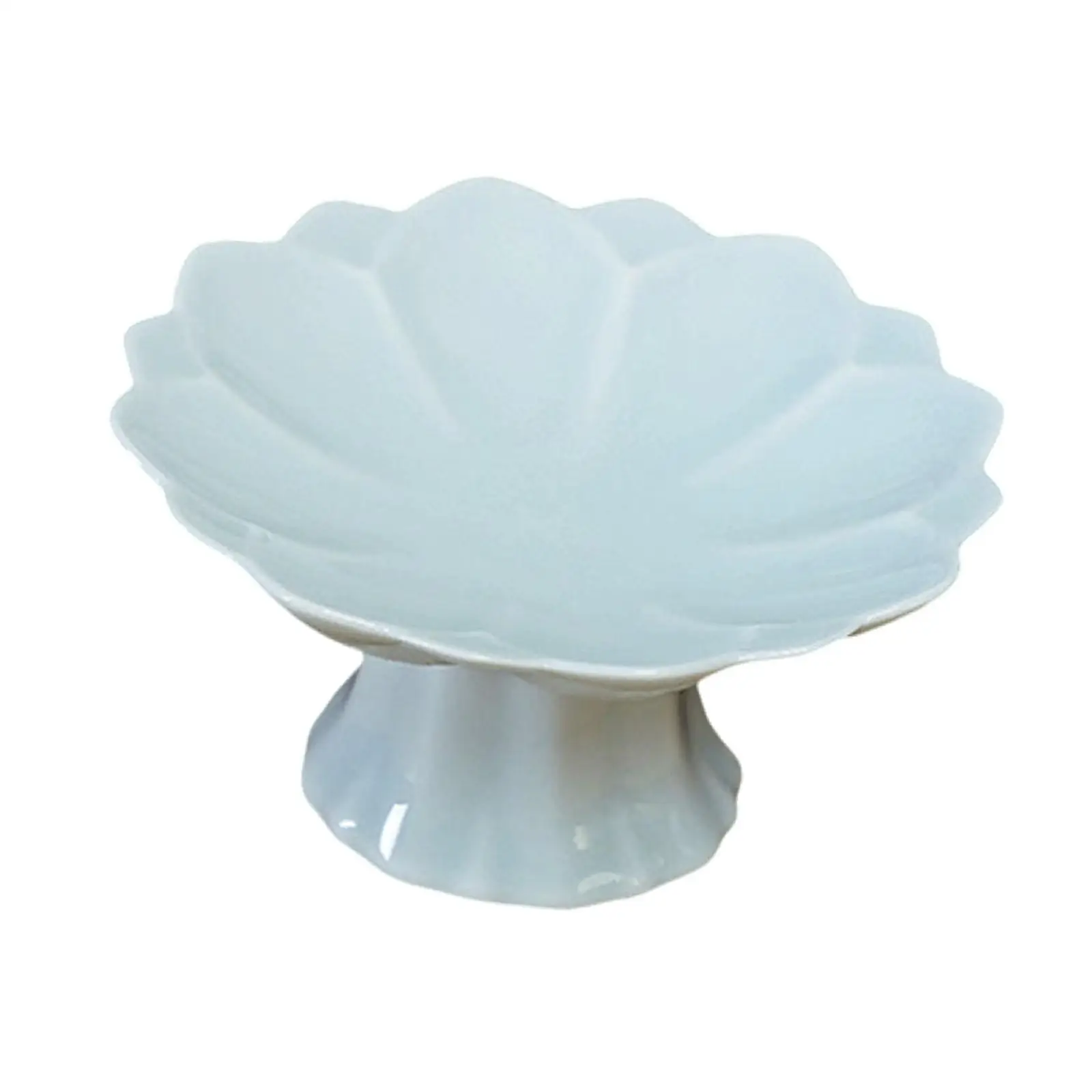 Ceramic Footed Plate Lotus Shaped Elegant Fruit and Vegetable Holder, Fruit Bowl for Dining Table Parties Kitchen
