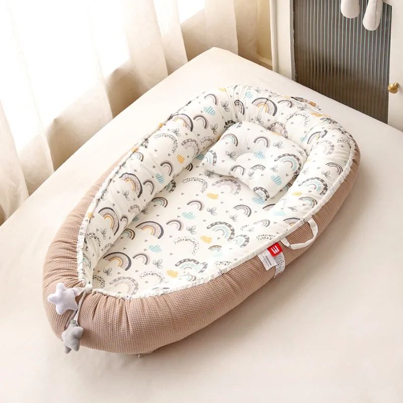 85*50cm Baby Nest Bed with Pillow Portable Crib Travel Bed Infant Toddler Cotton Cradle for Newborn Baby Bed Bassinet Bumper New