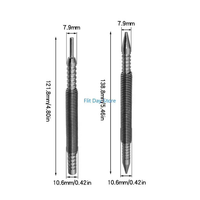 F92C 2PIECS/مجموعة أظافر هامر بدون Hammerless PIN PUN STERTER WOODWORK WOODWORK SPRING Double Head Setter 1/16-3/32 1/8