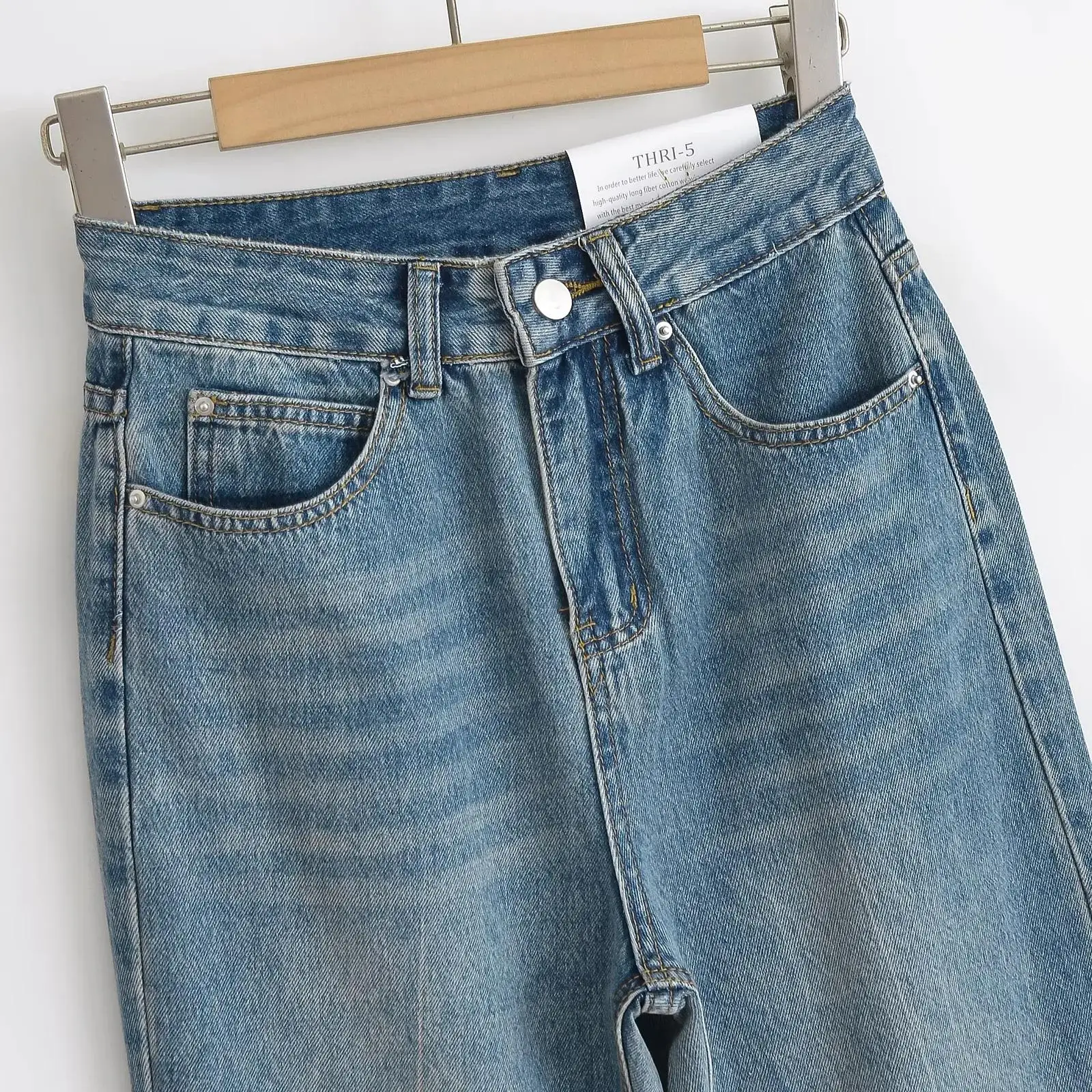 Retro Distred Slim Fit Flared Jeans Women's Casual High Waist Slimming Long Pants Autumn 2024 New Sle Commute