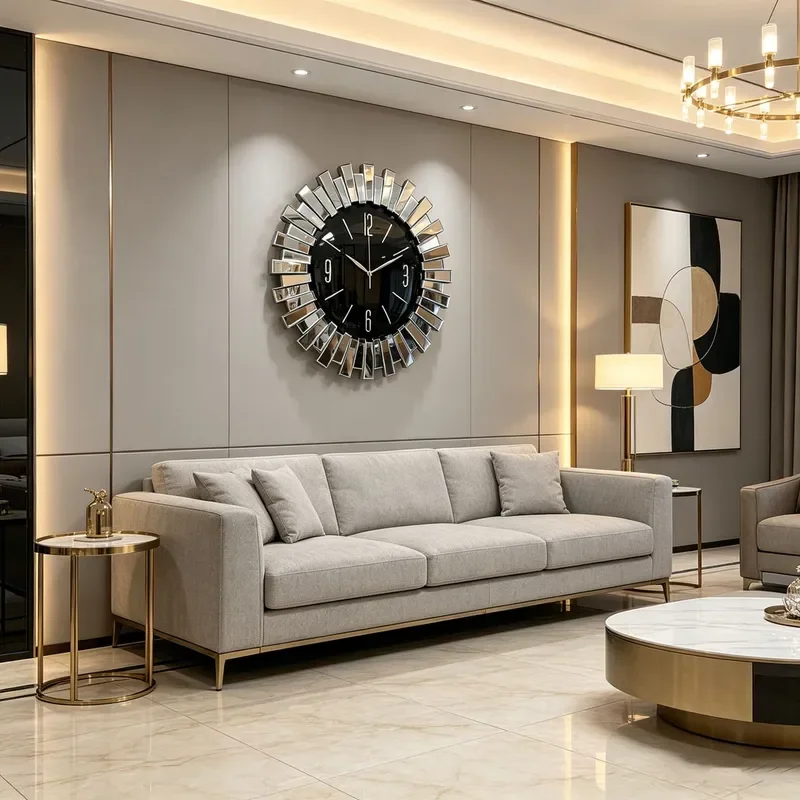 Modern Round Glass Mirror Wall Clock Simple Fashion Art Decor Light Luxury Home Living Room Decoration Timepiece