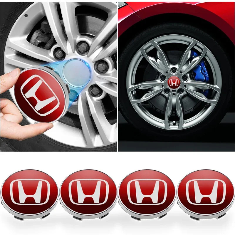 

4PCS 60mm Car Wheel Center Cap Logo Hub Badge Rims Cover For Honda Civic Fit Jazz Accord Stepwgn CRV BRV HRV GT Car Accessories