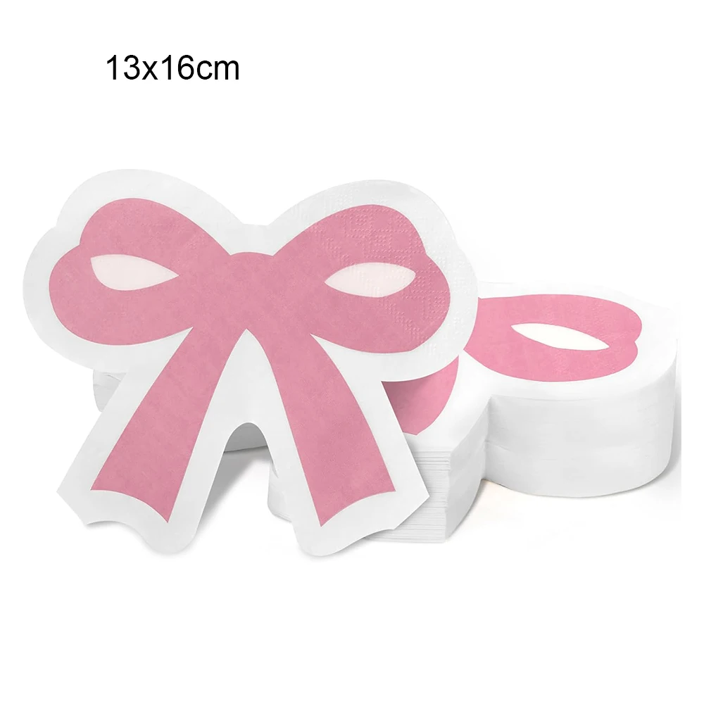 20/40/60/80/100 stücke Rosa Schleife Papierservietten Hochzeit Dekor Einweg Schleife Papierservietten Braut Dusche Mädchen Geburtstag Party Supplies – Detail 5