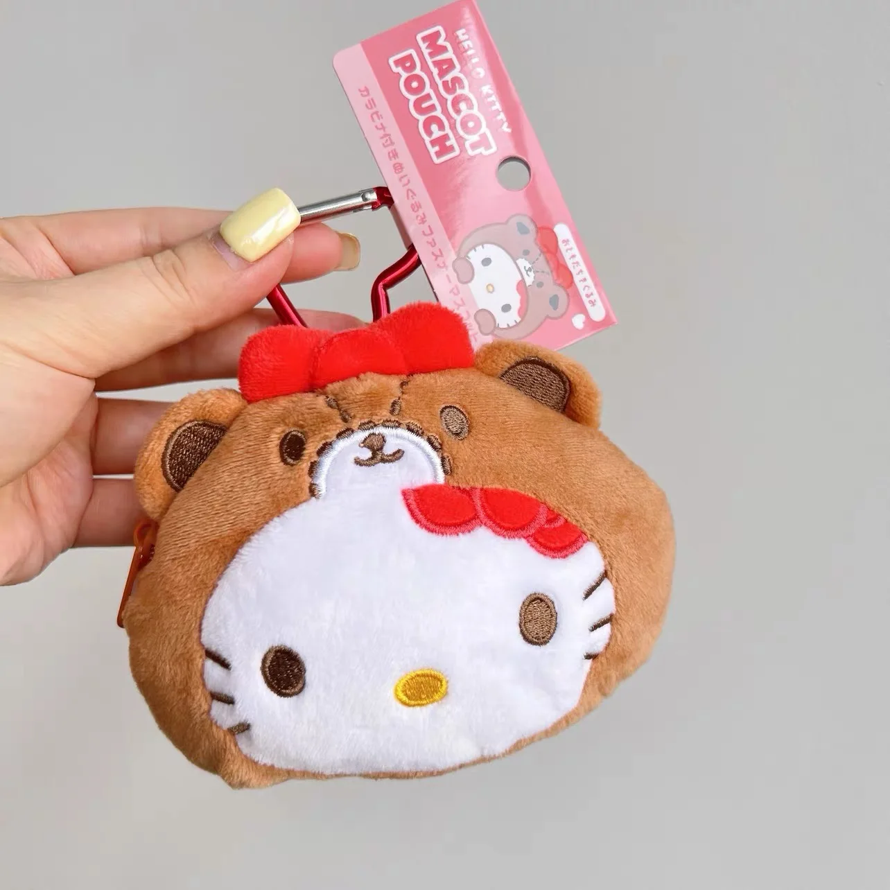 Sanrio serce Karabińczyk Kitty Pluszowa Portmonetka Czarna Skóra Cała Czarna Puszysty pluszowy kotek Zamek błyskawiczny Plecak charms do przechowywania Torba na słuchawki