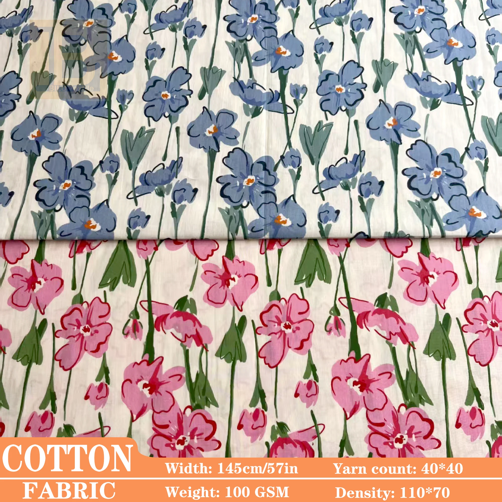 

100% Cotton Tana Lawn Poplin Fabric，40s Like Liberty Style Floral for Women's Dresses, Kids Clothing & DIY Sewing