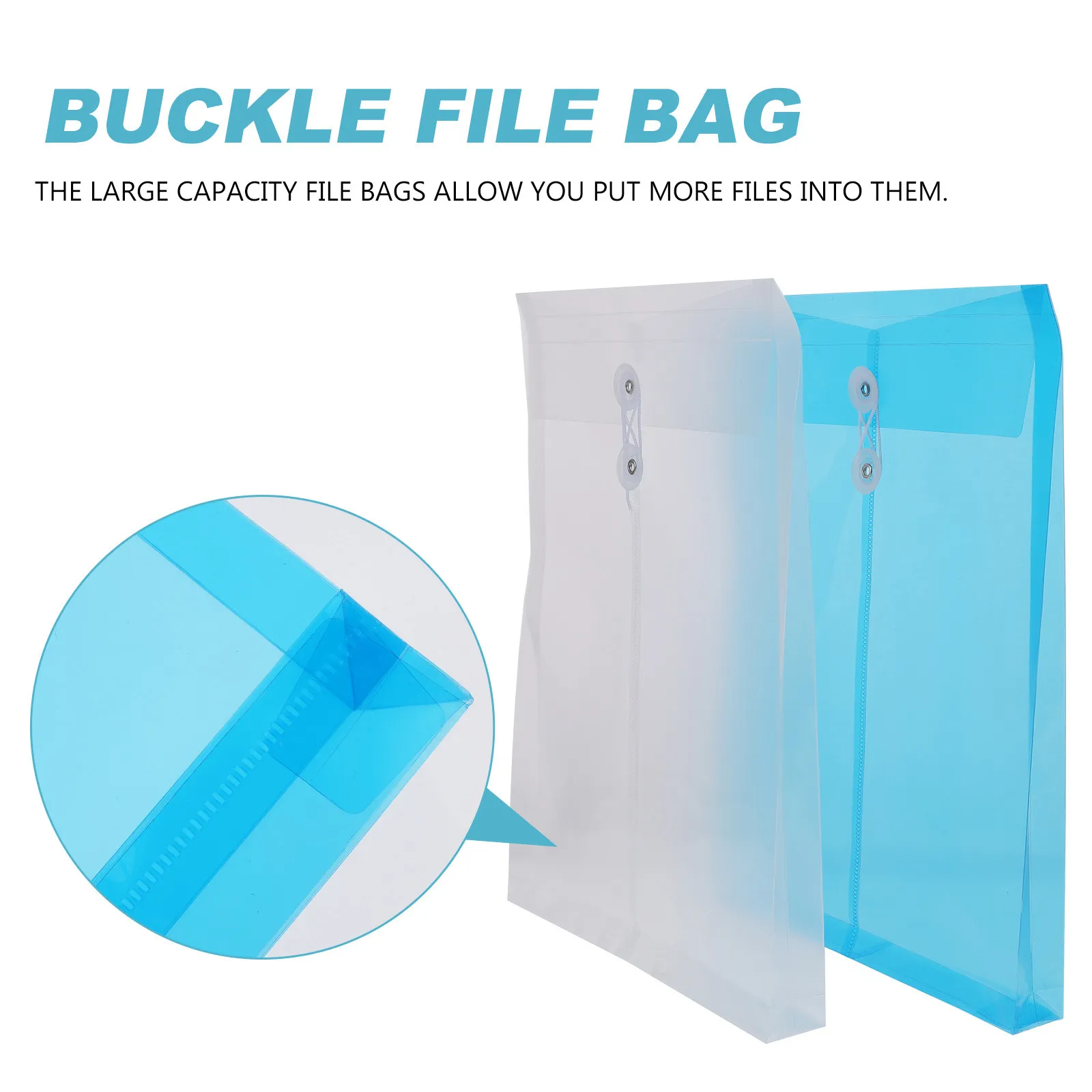 

1 Set A4 Plastic Document Bags Clear Buckle File Storage Organizer Office Student Test Paper Holder Assorted Colors