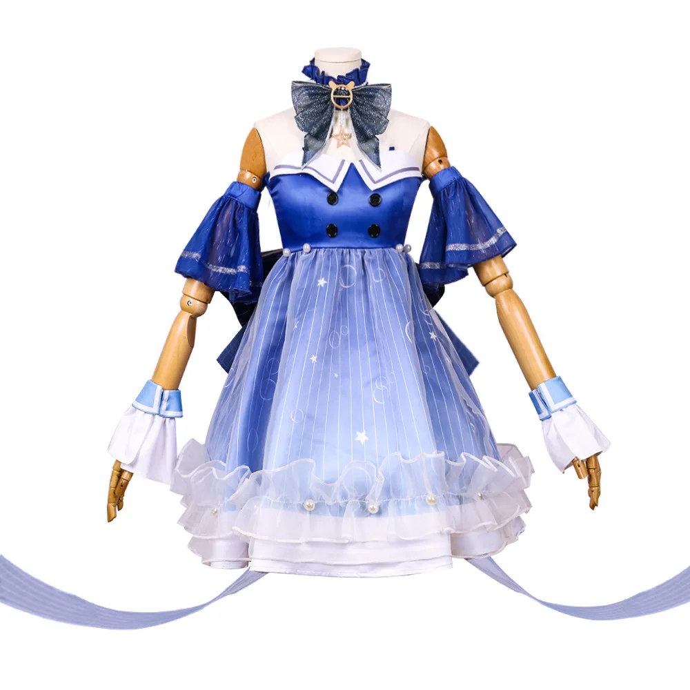 Cosplay infinito nikki traje meninas lolita saia azul uniforme feminino kawaii doce roupas jogo de halloween vestido de bolhas brilhantes