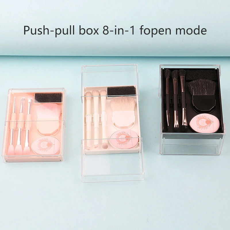 【5pcs Makeup Brushes Set Foundation Contour Eyeshadow Blush Brush Powder Puff Portable Cosmetic Brushes Travel With Box】