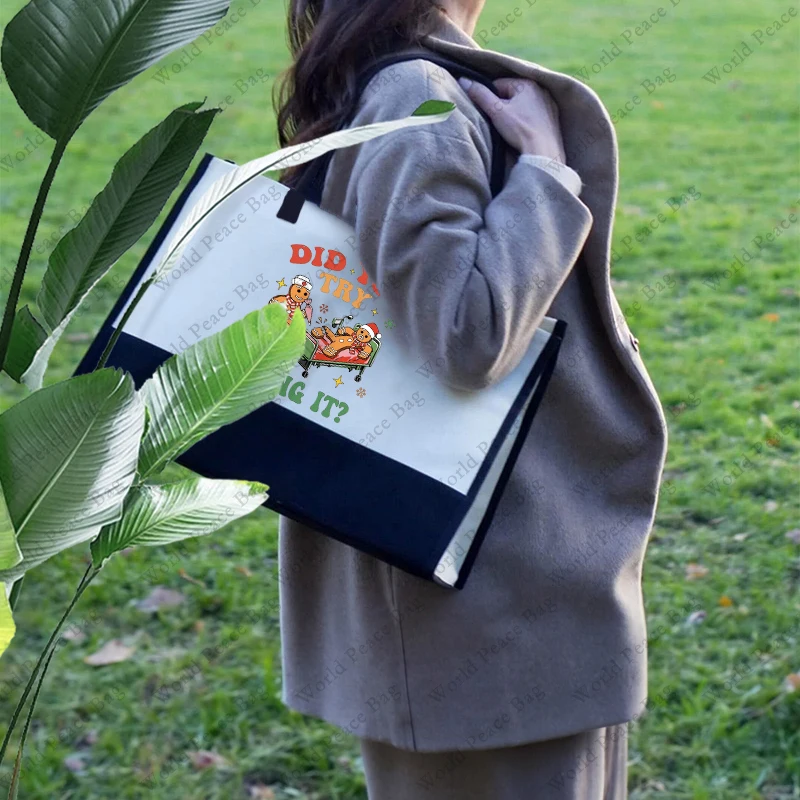 

1 шт. вы попробовали глазировать его смешное печенье Рождественский узор Доставка Большая индивидуальная холщовая пляжная сумка монограмма