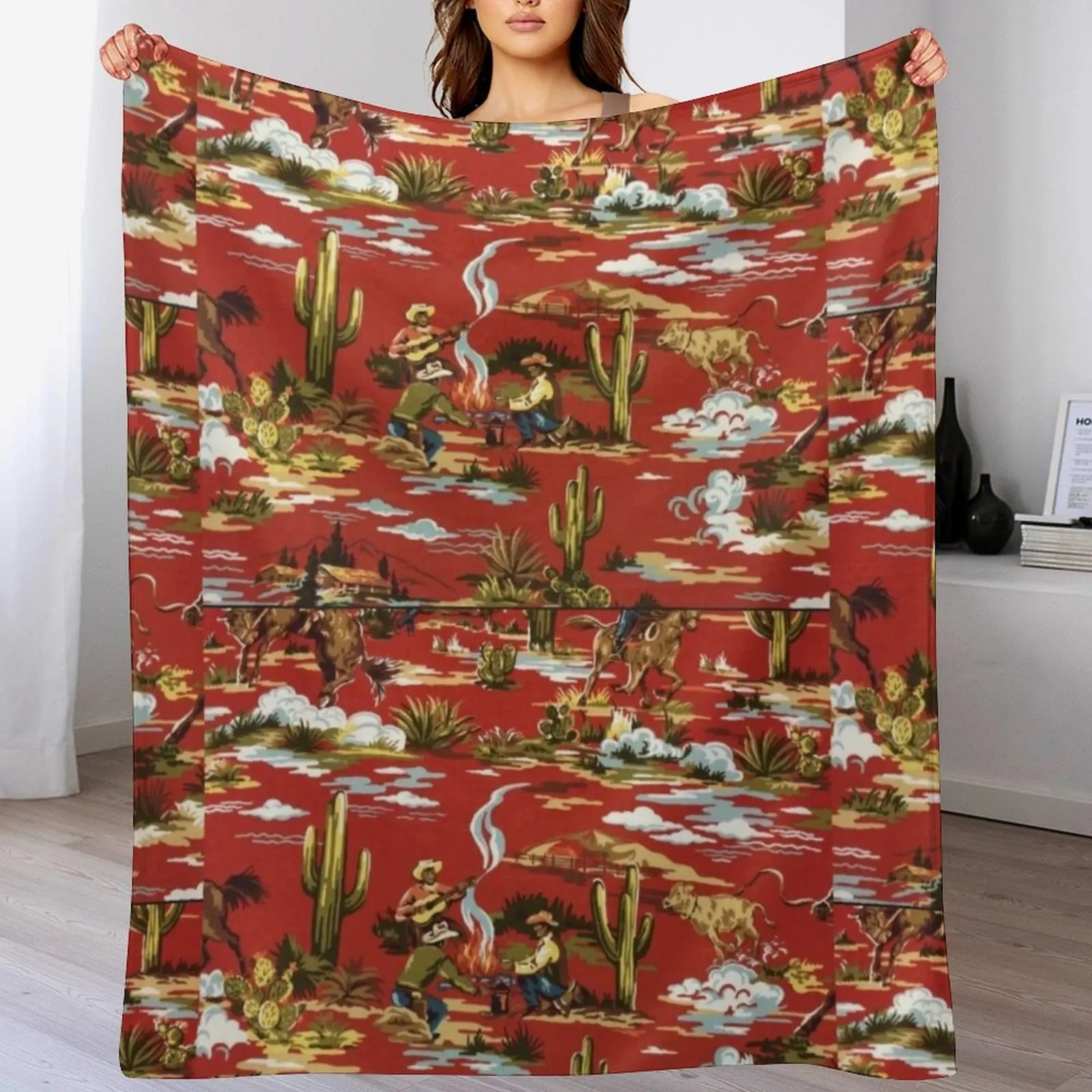 

Red cowboys Throw Blanket Warm Throw Blanket Gift for Anniversary