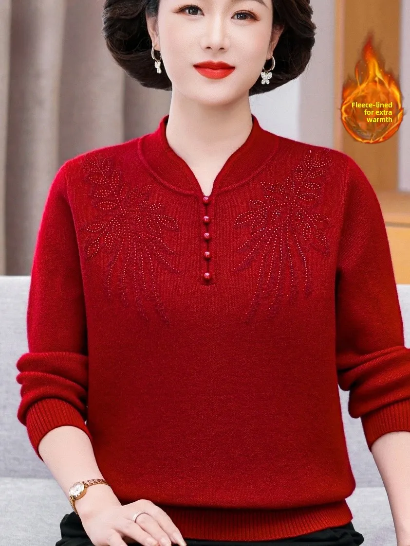 

Новый осенне-зимний китайский трикотаж на подкладке, женский базовый слой, теплый сли, внутренняя одежда, халат с флагом и воротником