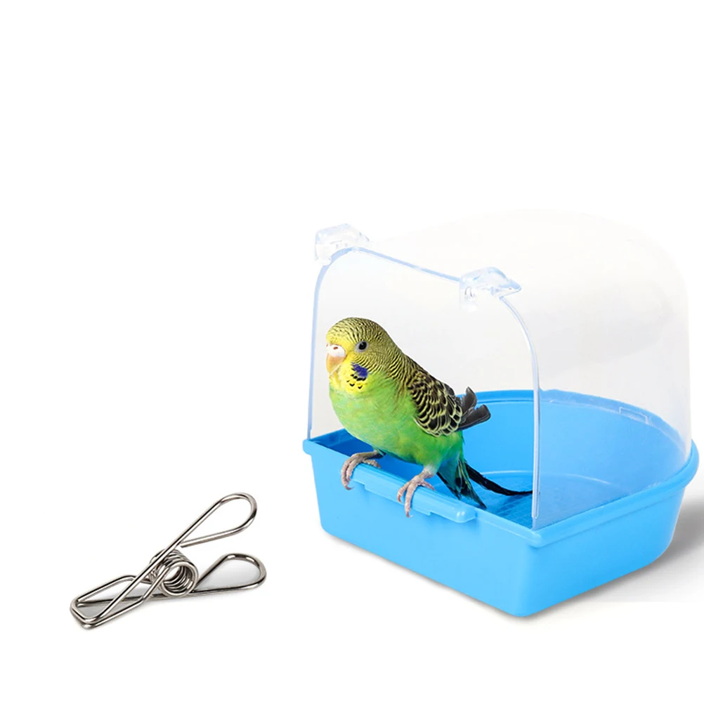 

Parrot Bath Tub Bird Accessories Cage Long Tail Small Door Pet Bathing Basin for Finches Canaries Budgies Lovebirds Non Toxic