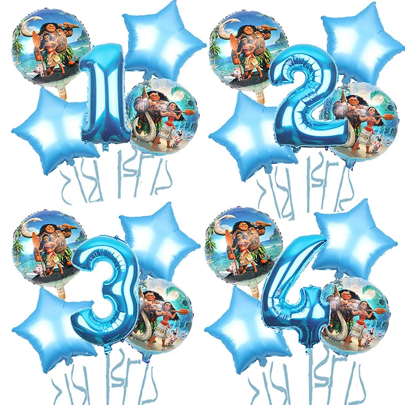 Disney Moana Theme Party Set Vaiana Oceania Plate Banner Cake Topper Plate Kids Birthday Party Decoration Balloons Girls Favor