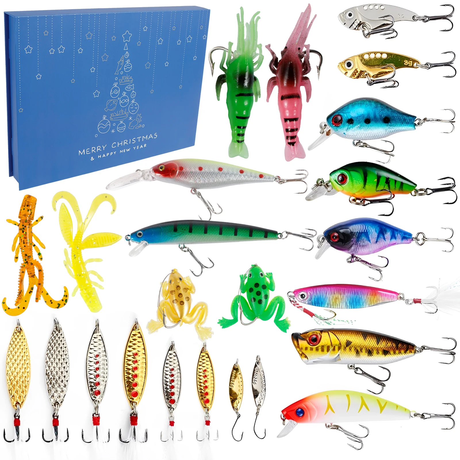 

Fishing Lure Calendar 24 Days Fishing Christmas Countdown Calendar Creative Christmas Countdown Calendar Fishing Lures Set for