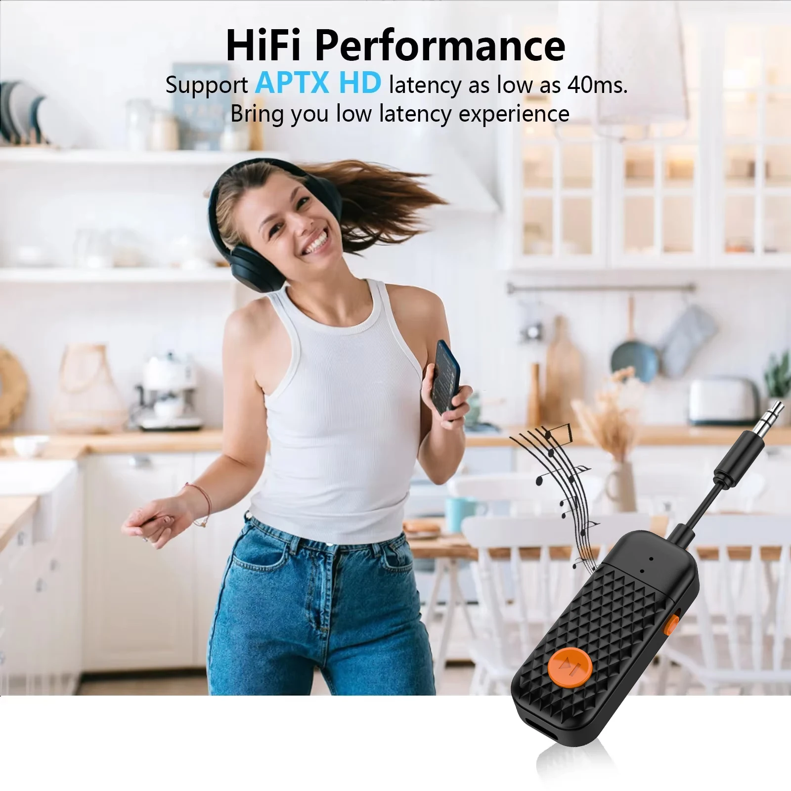 Transmisor receptor de Audio Bluetooth 5,3, adaptador inalámbrico de música estéreo Hifi AUX de 3,5 MM con micrófono para coche, avión, TV, PC y auriculares