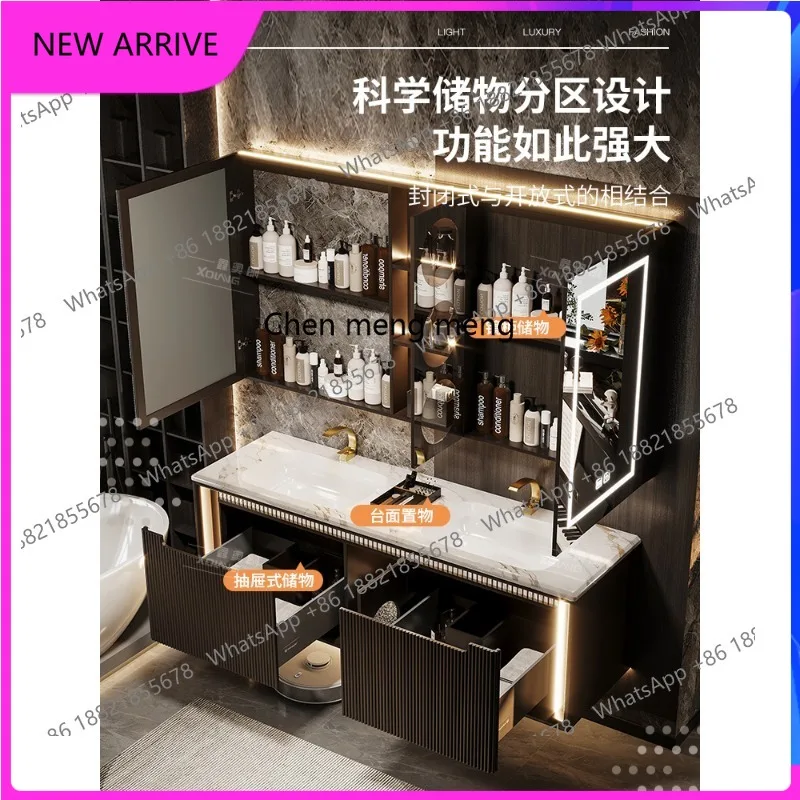 

C88 High-end oak bathroom cabinet combination French light luxury bathroom double basin washbasin