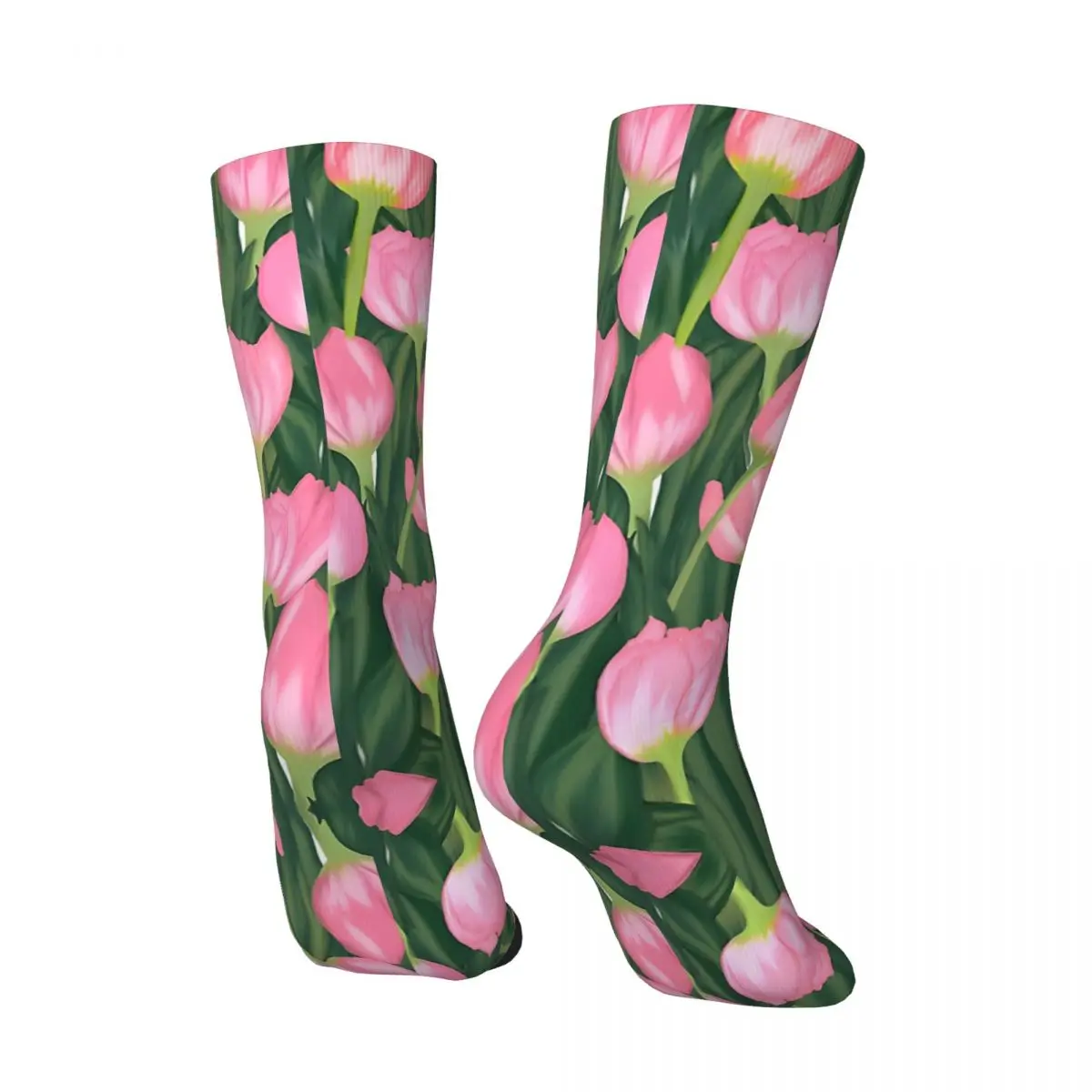 Vintage Bouquet Of Pink Tulips Flowers Men's compression Socks Unisex Harajuku Seamless Printed Novelty Crew Sock