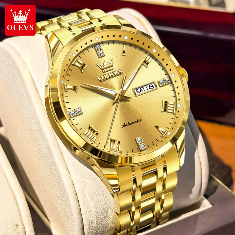 OLEVS 7062 Men Watch Original Luxury Top Men's Mechanical Watch Fashion Simple Roman Scale Waterproof Date Sports Men Watch