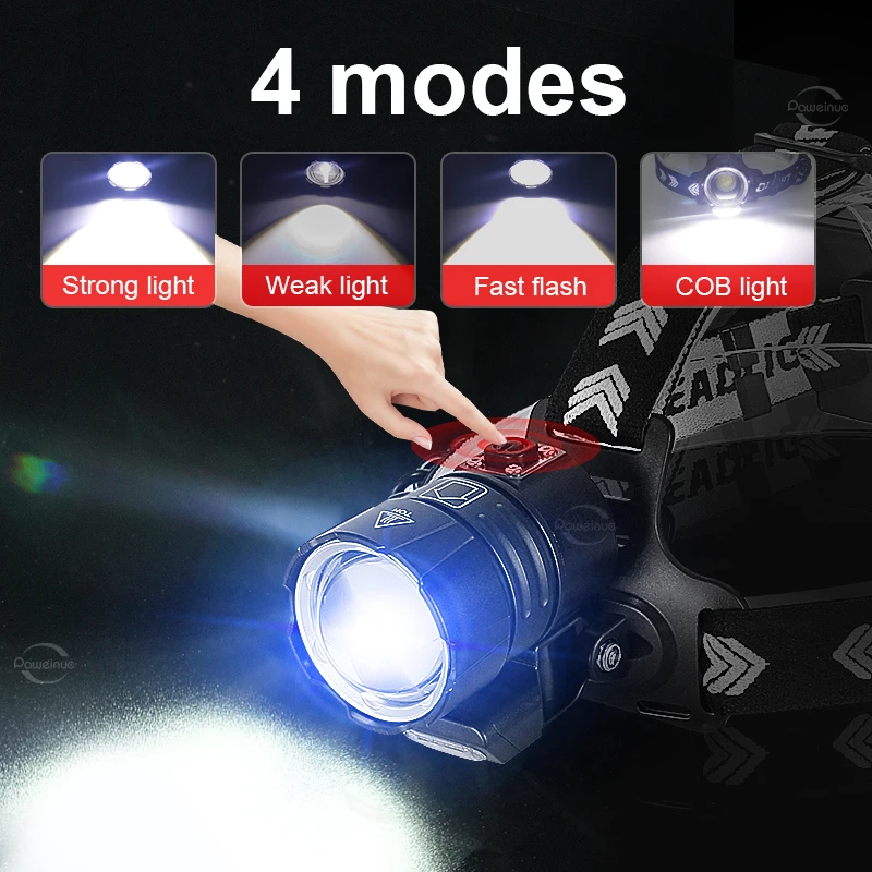 Ultra XHP360 Powerful Headlamp 18650 USB Rechargeable LED Head Lamp High Power Headlight IPX6 Waterproof Fishing Head Flashlight