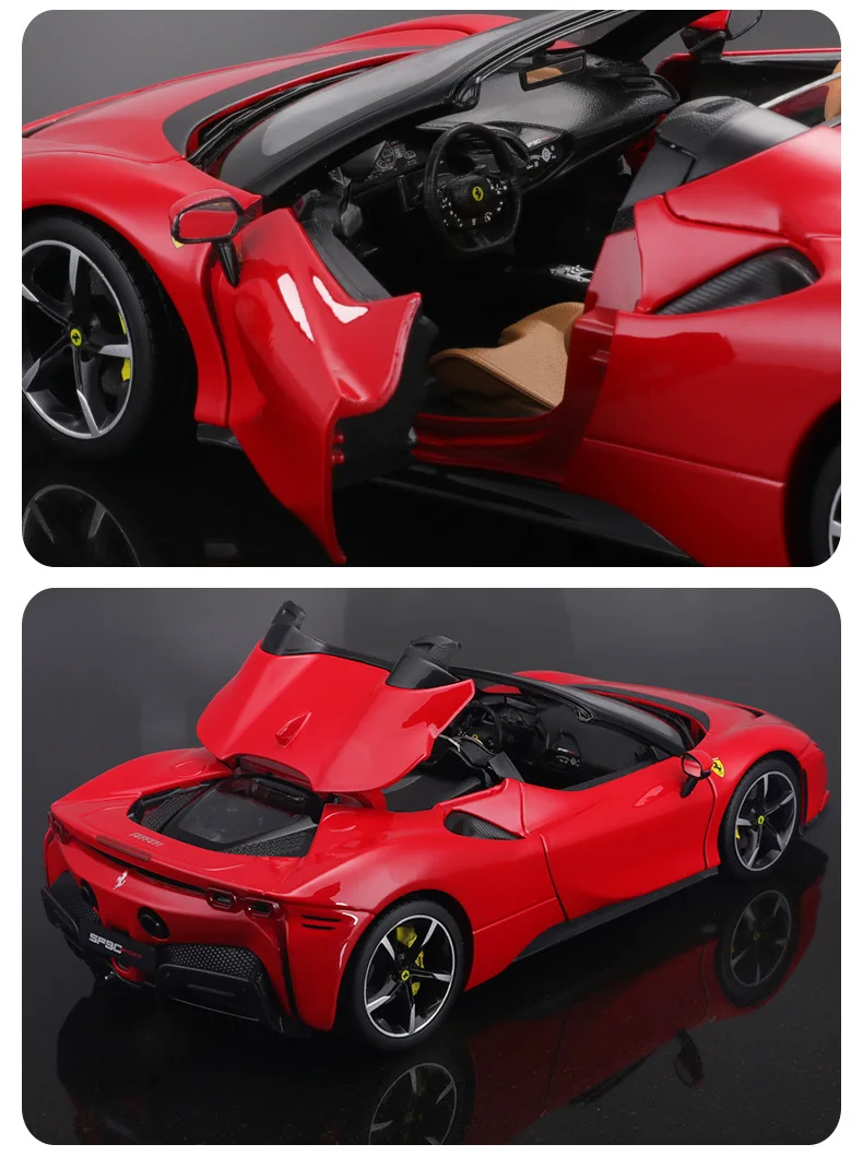 Modèle de voiture en alliage Ferrari SF90 pour garçons, cadeau d'anniversaire, collection de jouets, ornement, nouveau, 1:18, vente chaude