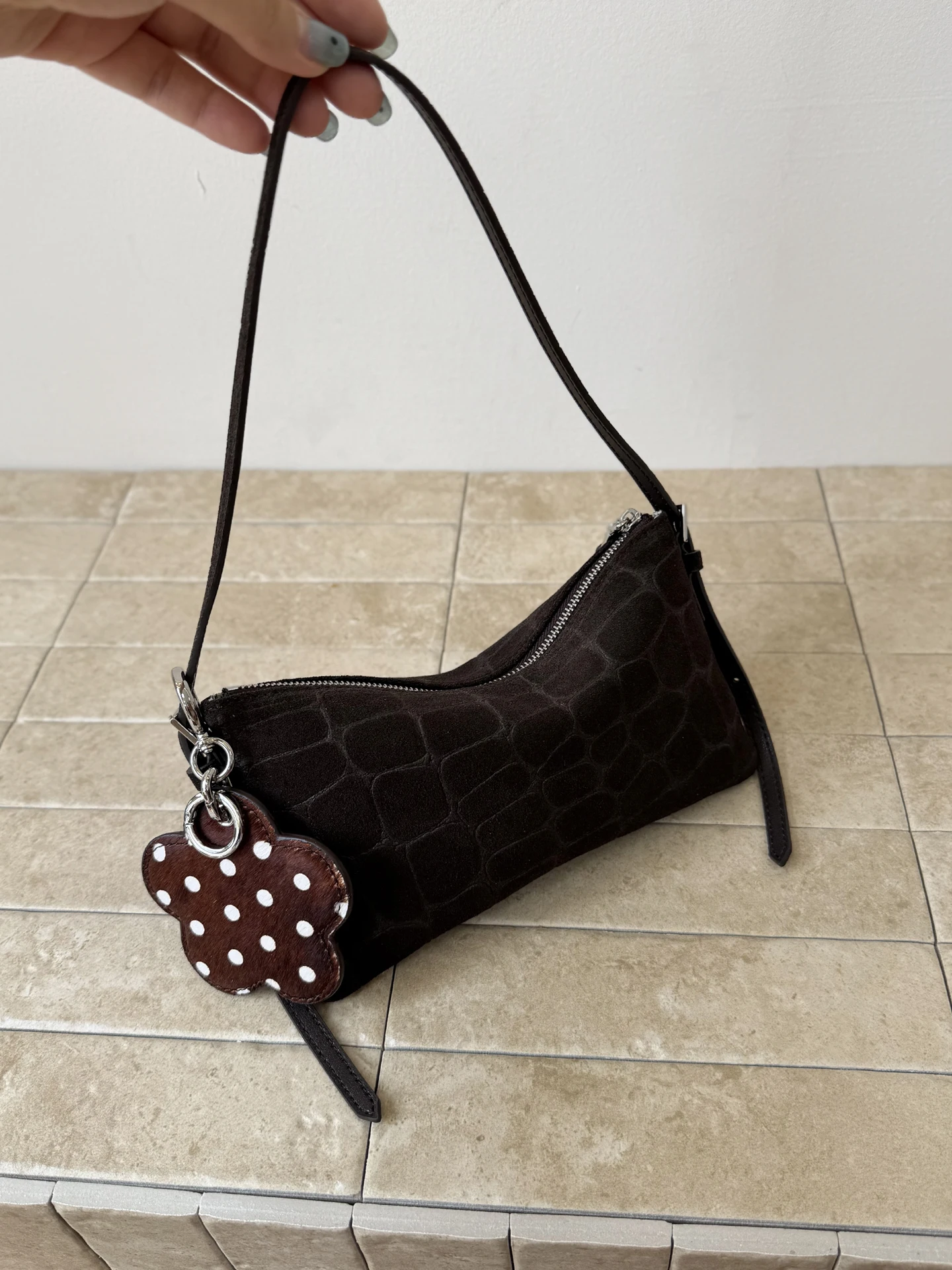 Matted Leather Hobo Underarm Bag Handbag Small Square Shoulder Crossbody Phone Bag French Bread Bag for Women Autumn