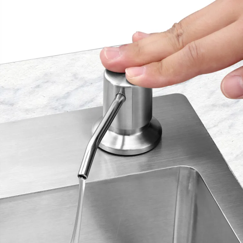 Soap Dispensers Stainless Steel Pump Chrome Finished for Kitchen Built in Counter top Kitchen Dispenser 300ML