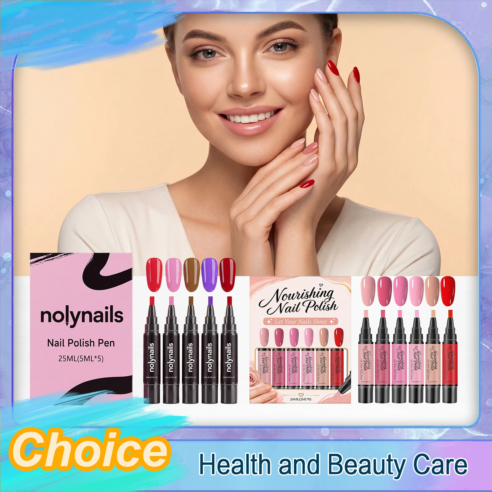 6 Color Diy Nail Art Pens Quick Drying Nail Polish Waterproof Easy Smooth Drawing Suitable Beginners Long Lasting Shiny Nail Pen