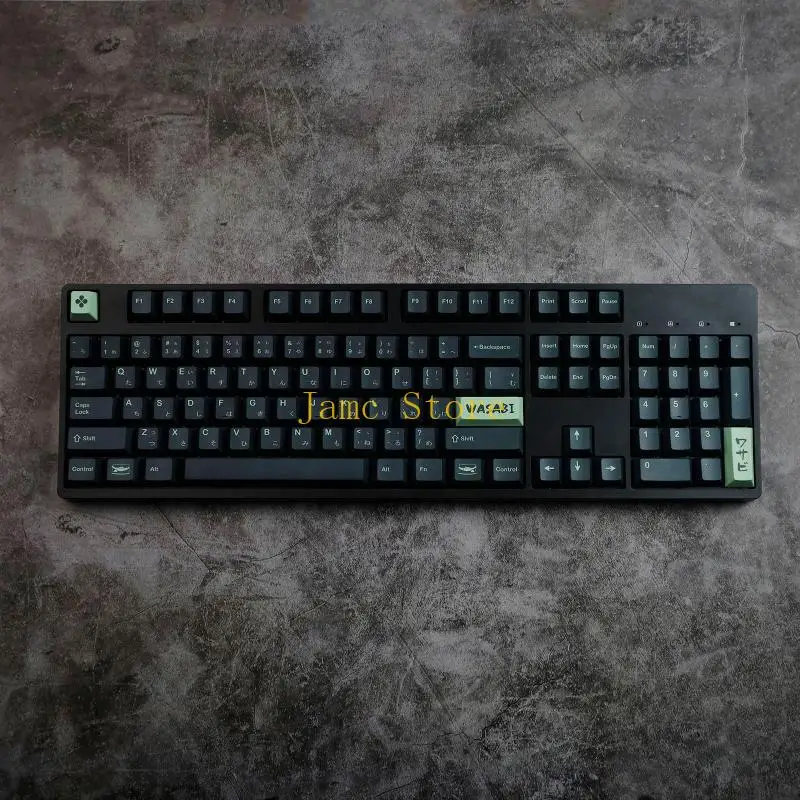 LX0B Green Wasabi Mustard Keycaps PBT Sublimation لوحة المفاتيح الميكانيكية الأصلية مجموعة كاملة من السوشي 142 مفاتيح المفاتيح