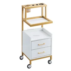 Carrito auxiliar de hierro para salón de belleza, carrito moderno con ruedas, almacenamiento, muebles multifunción