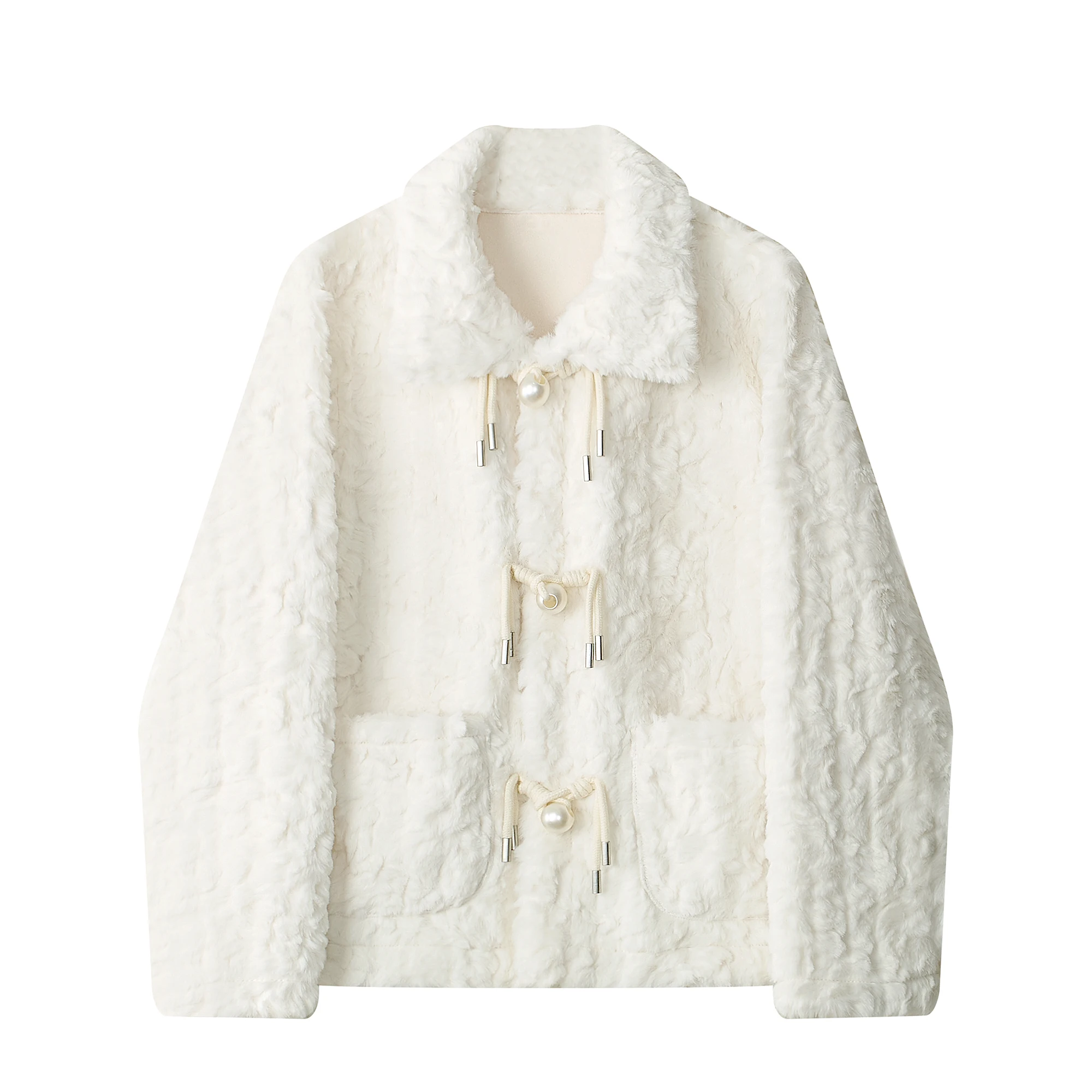 Lamb Fur Lined Warm Outerwear Women's Winter Faion Loose Leather And Fur Inteated Anti-Aging Sli ort Coat Jaet