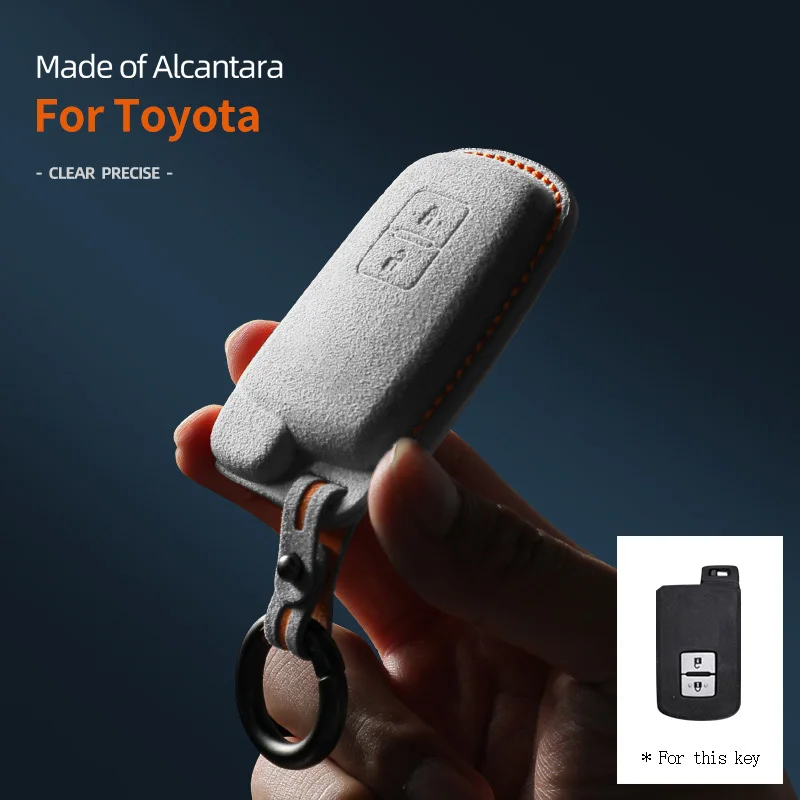 Alcantara Car Key Case Cover Holder Key Shell Buckle For Toyota Auris Camry RAV4 Avalon Yaris Verso 2 Buttons Keychain