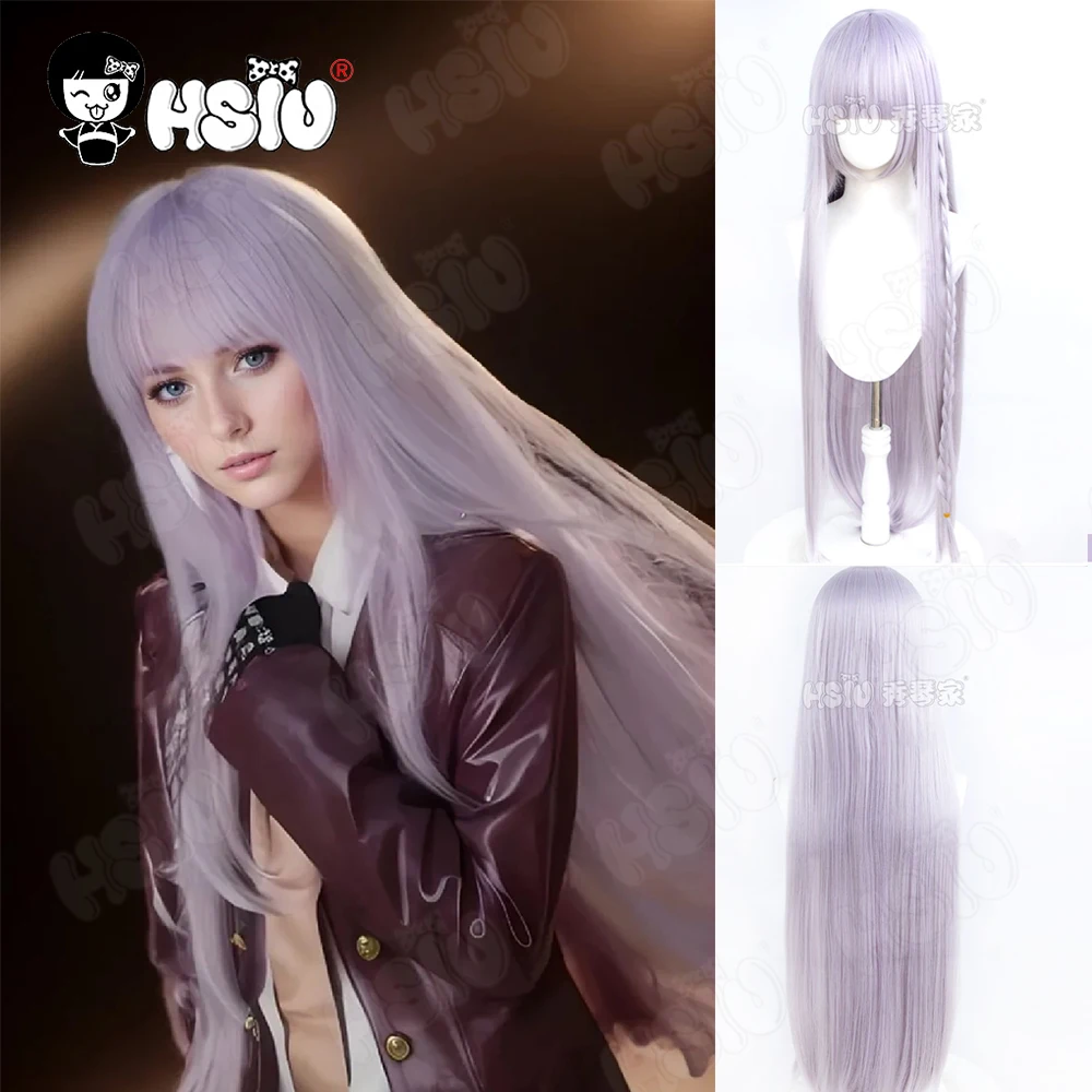 Kirigiri Kyoko Cosplay Wig Fiber synthetic wig「HSIU 」light gray purple Wig+Wig cap Anime Danganronpa Kirigiri Kyoko cosplay Wig