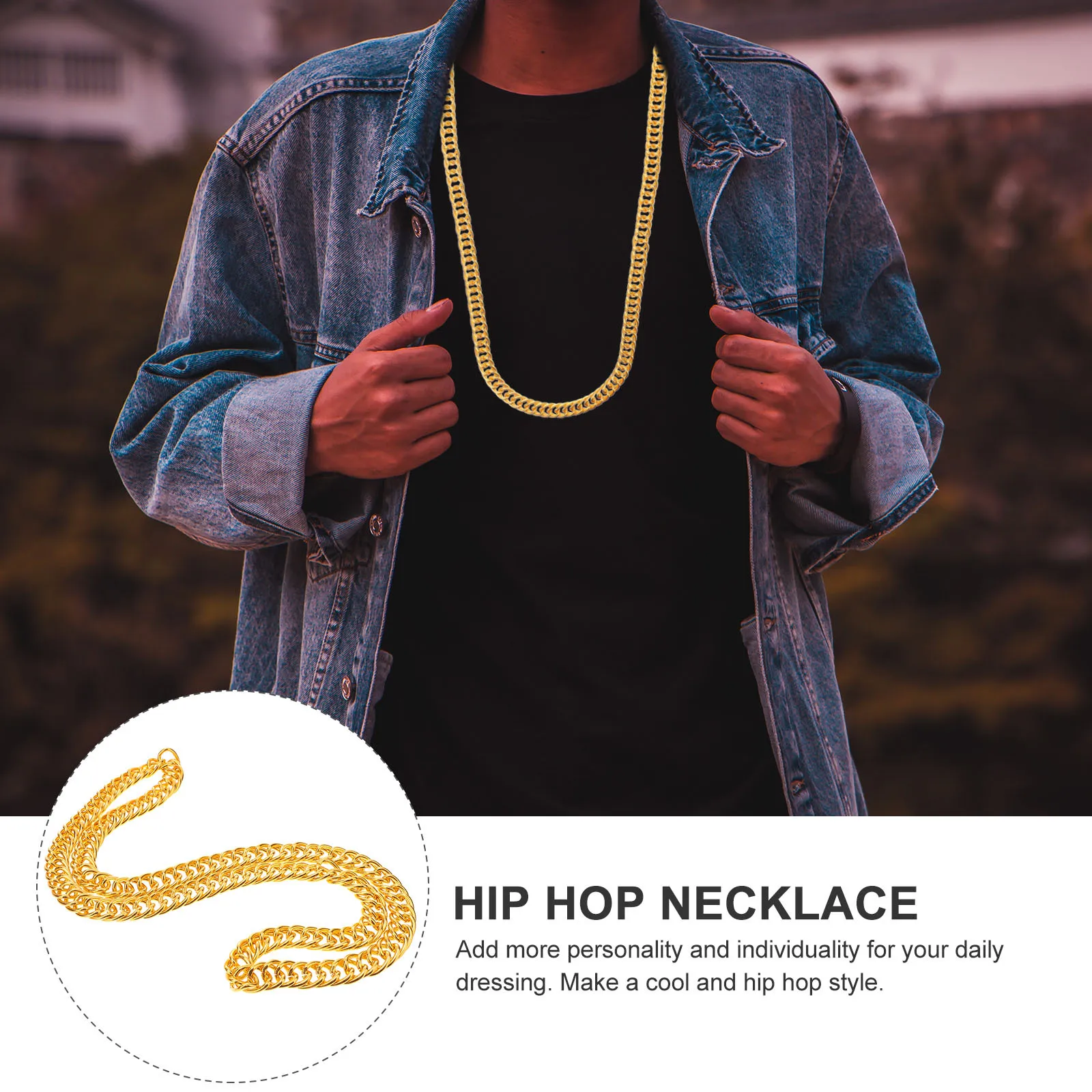 

95cm Stylish Hip-hop Necklace 1.5cm Wide Gothic Hip Hop Chunky Chain for Men Women Jewelry Decoration