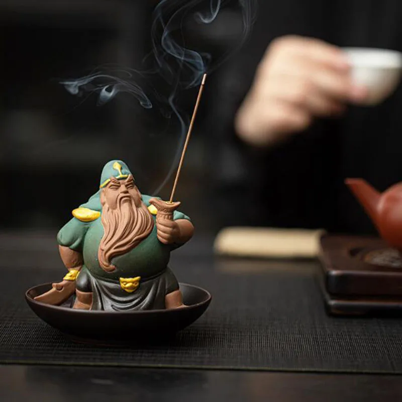 Porcelain Guan Gong Guan Yu Stick Incense Holder Household Indoor Aromatherapy Burner Chan Fragrance Censer Home Decor