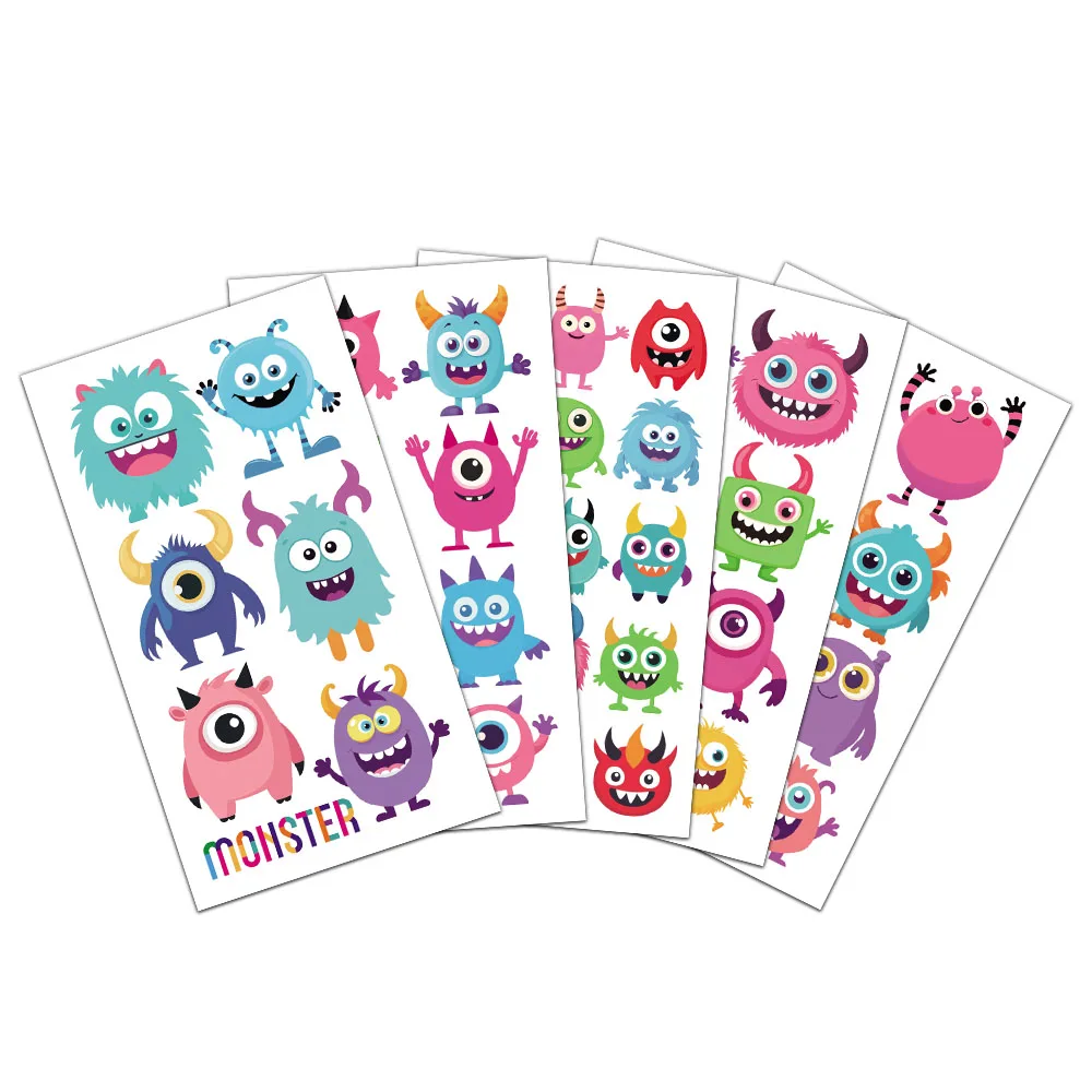 10PCS Small Monster Tattoo Stickers Exquisite Cute Children's Cartoon Safe Water Stickers Arm Face Headhead Waterproof Stickers