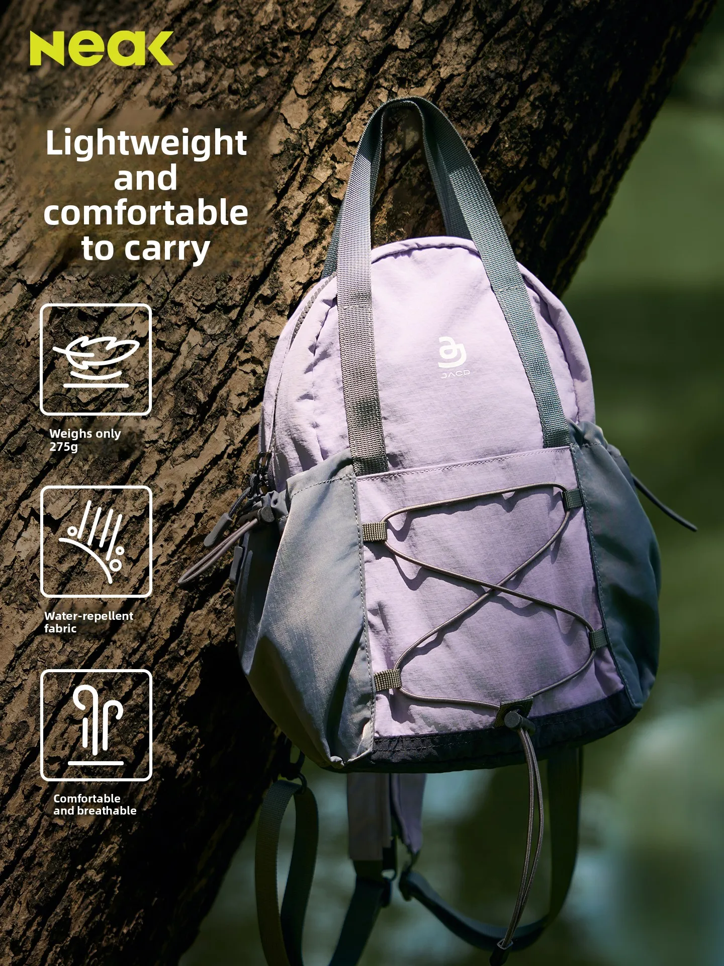 NEAK Lightweight Outdoor Women's Backpack  Versatile Travel Hiking Bag Durable Water Resistant Square Shape for Climbing