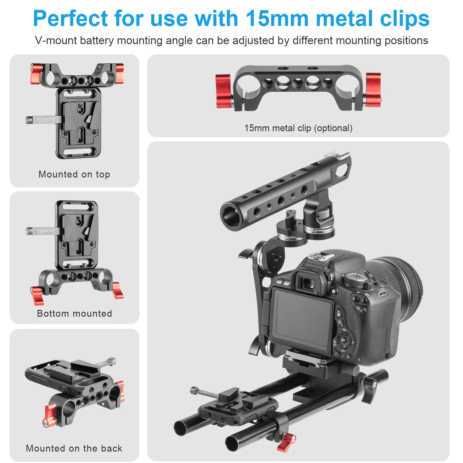 FOMITO V-Mount Aluminiowa Płytka Szybkozłączki Stacja Bazowa Śruba 1/4 Odpowiednia do Baterii V-Port F970 — zdjęcie produktu 4