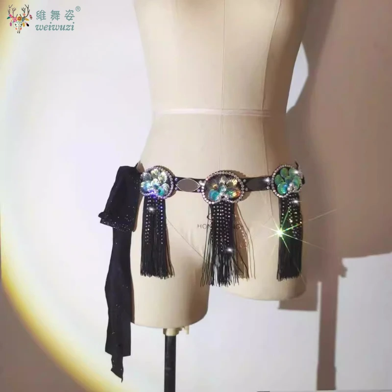 New Accessories Belly Dance Practice Tassel Waist Chain Shiny Exquisite Sea Theme  Stage Perfermance Hip Scarf Classical Fashion