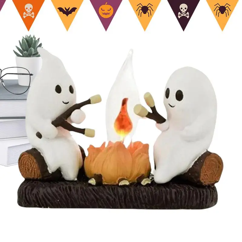 

Ghost Campfire Flickering Night Light USB Reading Lamp LED Night Light Bedside Lamp For Bedroom Study Halloween Decor