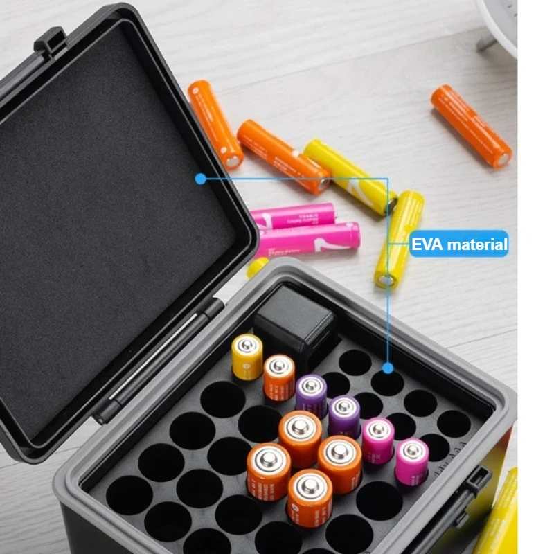 Multi Slots 21700 18650 Batteries Storage Case AA /AAA Battery Case Holder with Battery Tester IP67 Weterproof Battery Box