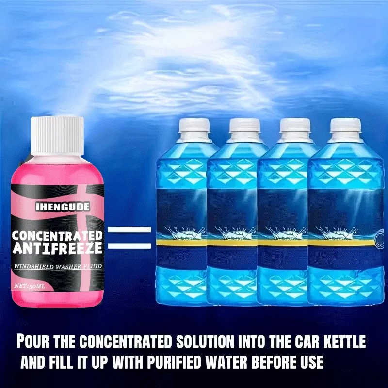 50ml Concentrated Car Windshield Washer Fluid, Universal Auto Glass Cleaner for Oil Film, Grime and Stubborn Stains Cleaning