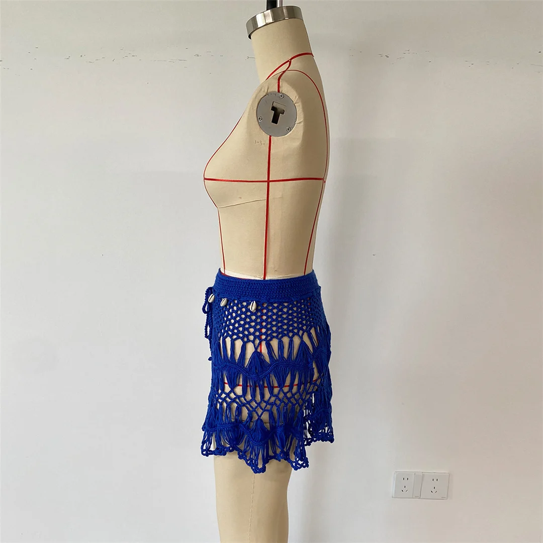 Geflochtener, ausgehöhlter, gehäkelter Rock, Tunika, Strand-Überwurf, Strandkleidung, Damen-Strandkleid, Strandkleid K8571 – Detail 7