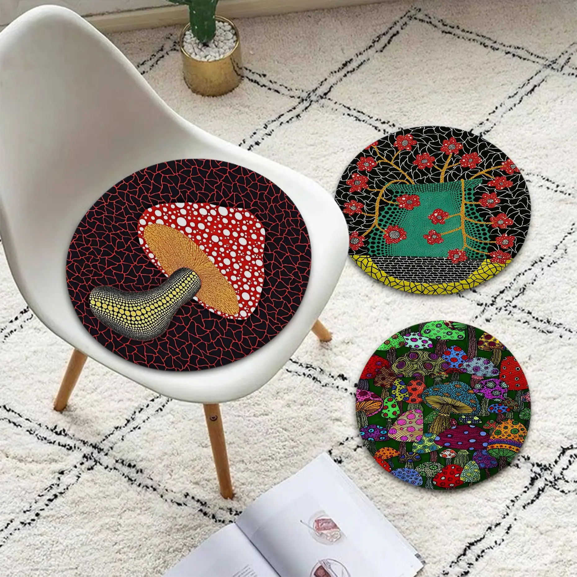 

Yayoi Kusama European Chair Mat Soft Pad Seat Cushion For Dining Patio Home Office Indoor Outdoor Garden Chair Cushions