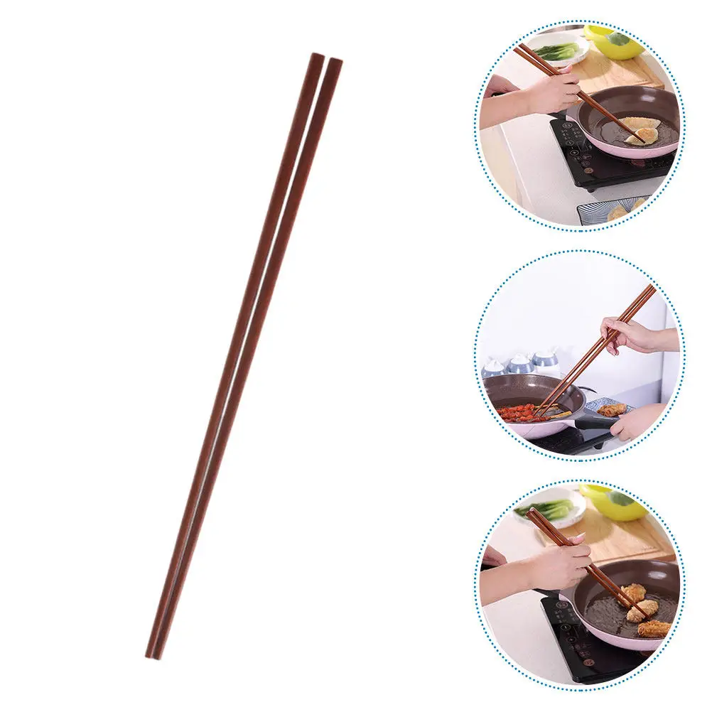 1Pair 32Cm Long Chinese Wooden Chopsticks Red Sandalwood Hot Pot Frying Noodle Cooking Bbq Heat Protection Ergonomic Comfort