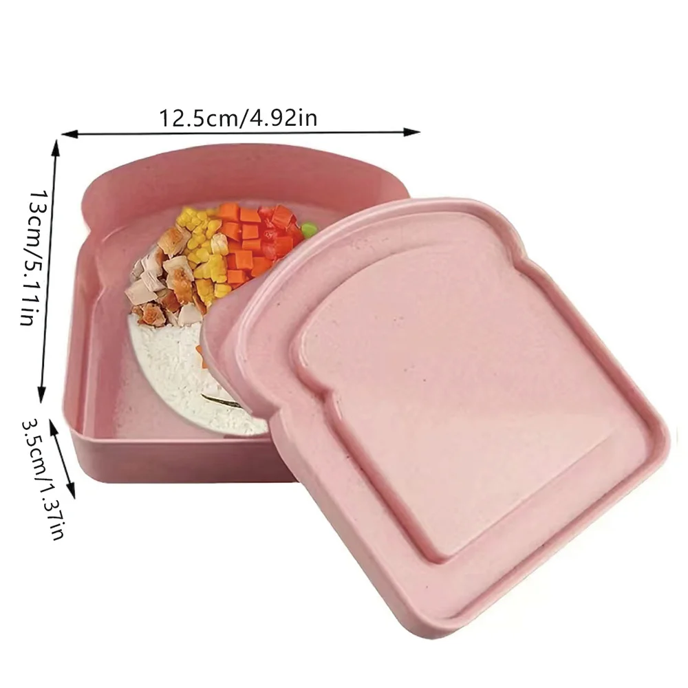 Eco-Friendly Wheat Straw Toast Bento Box, Reusable Sandwich Food Container with Lid Large Capacity Breakfast Organizer