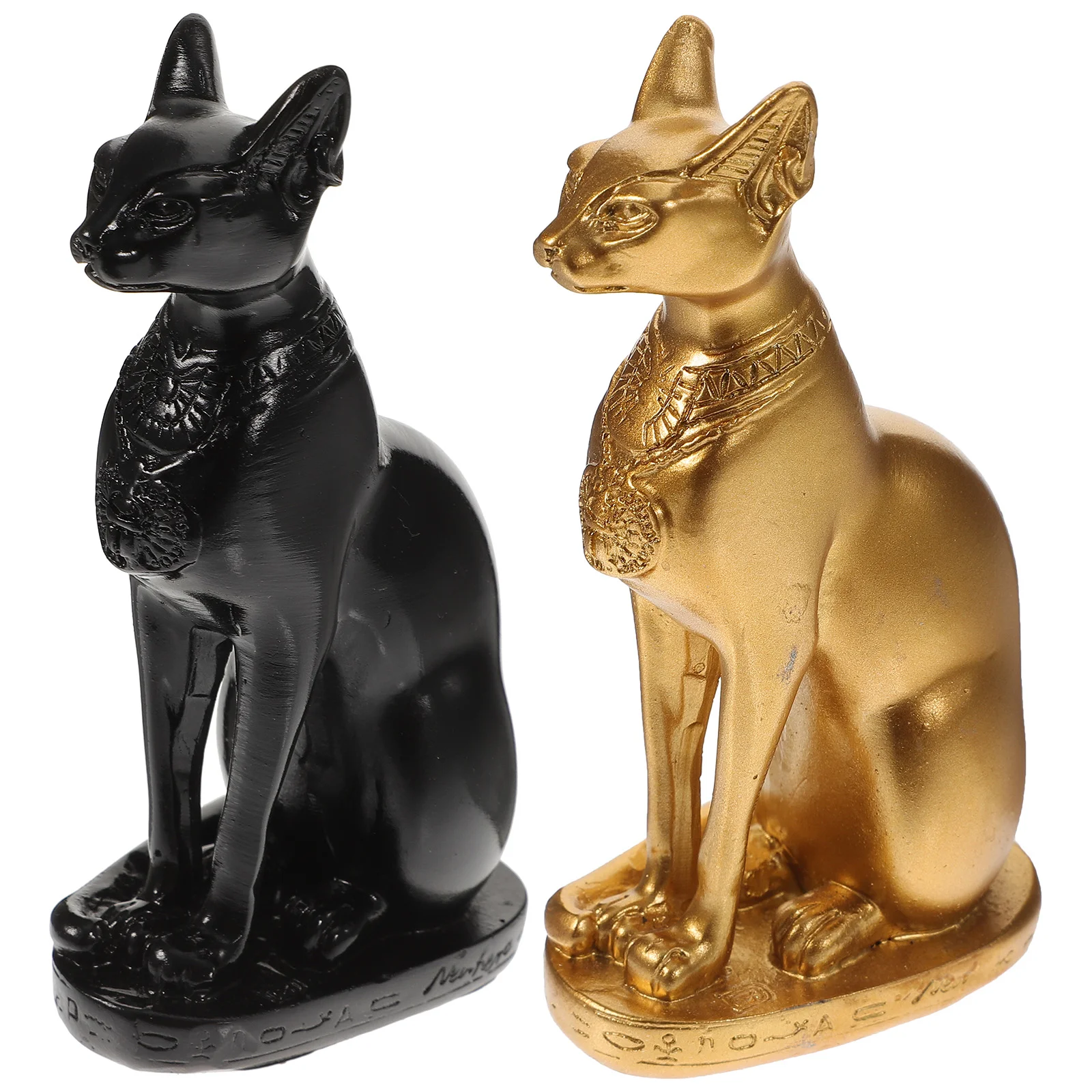 2 Pcs Cat God Ornament Goddess Figurine Mini Resin Figures Miniature Figurines Egyptian For Crafts Decorate